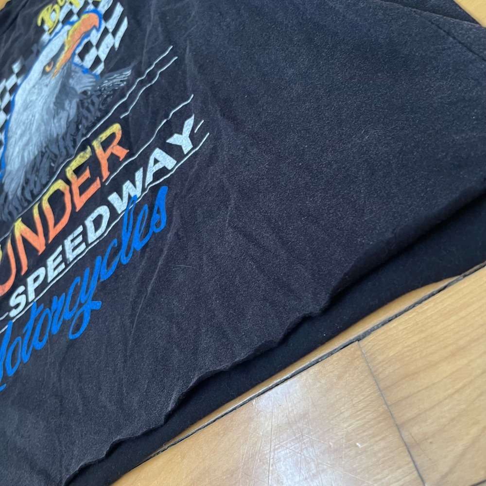 Princess Polly Thunder Speedway Motorcycles Graphic Tee Black Raw Hem Size 6 - Picture 7 of 8